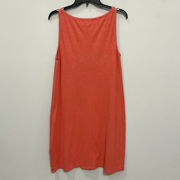 Eileen Fisher Sleeveless Hemp Dress Sz MP Petite Orange Geranium Bateau - Picture 6 of 6
